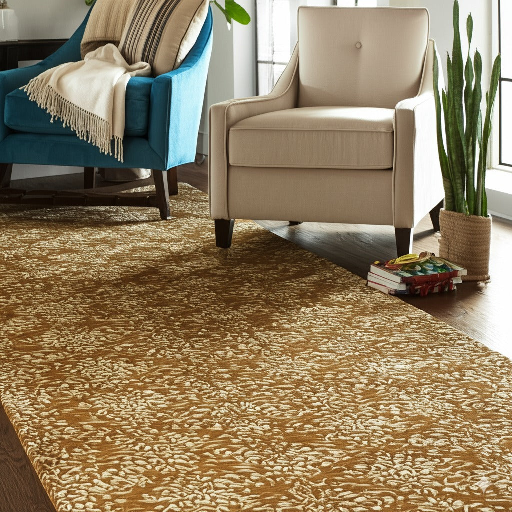 Refined Bespoke Brown Hand Knotted Afghan Wool Rug
