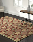 Sloane Diamond Red Hand Knotted Afghan Wool Rug