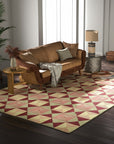 Sloane Diamond Red Hand Knotted Afghan Wool Rug