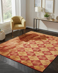 Opulent Classic Red Hand Knotted Afghan Wool Rug