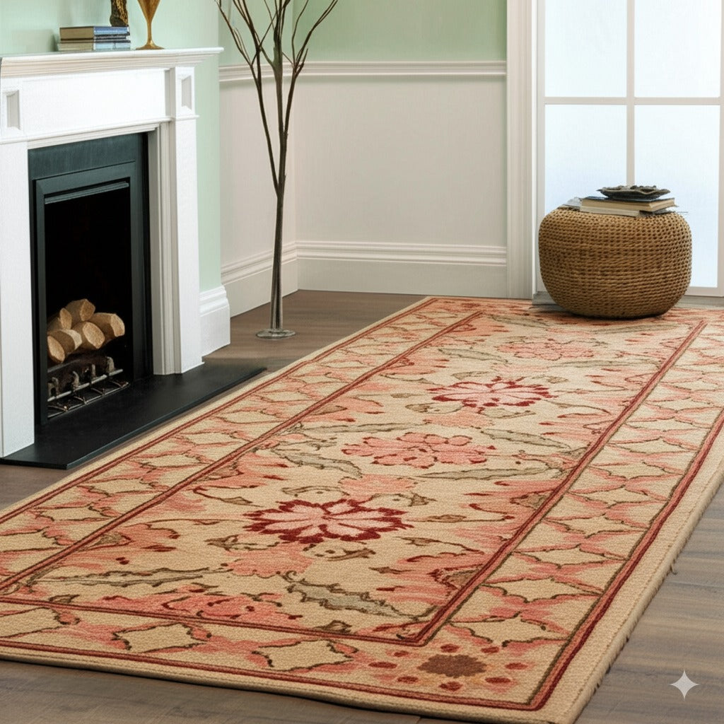Handcrafted Dazzling Beige Hand Knotted Afghan Wool Rug