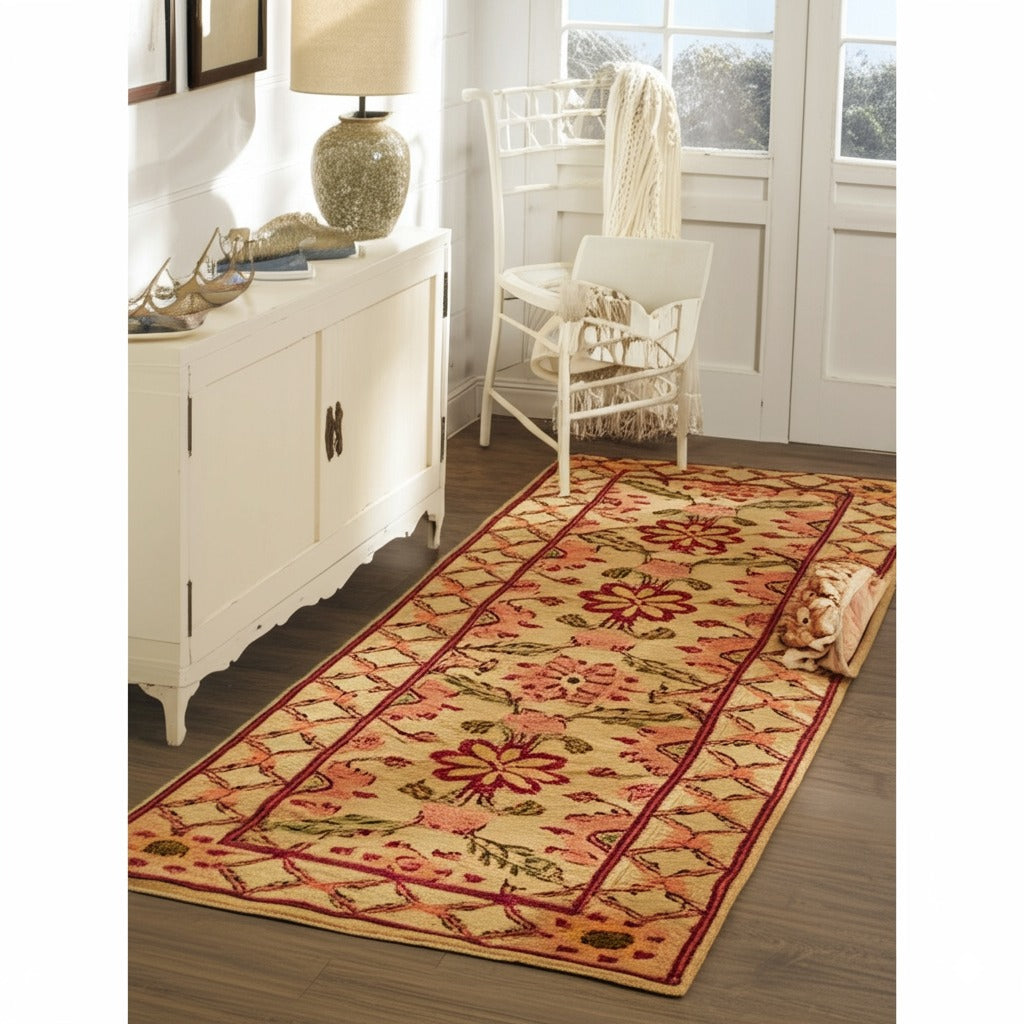 Handcrafted Dazzling Beige Hand Knotted Afghan Wool Rug