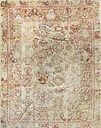 Isolated view of Sarrah Oushak Beige Hand Knotted Rug, showcasing its intricate floral and geometric design.