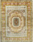 Isolated view of Lush Oushak Green Hand Knotted Rug, showcasing its intricate floral design.