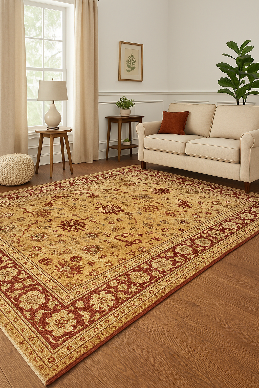 Mohair Oushak Beige Hand Knotted Rug