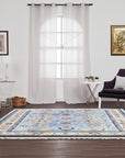 Azure Elegance Handmade Mohair Oushak Rug