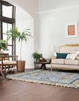 Azure Elegance Handmade Mohair Oushak Rug