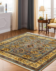 Azure Elegance Handmade Mohair Oushak Rug