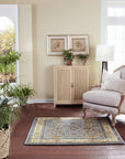 Azure Elegance Handmade Mohair Oushak Rug