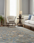 Violet Traditional Blue Mohair Hand Knotted Rug