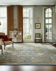 Violet Traditional Blue Mohair Hand Knotted Rug