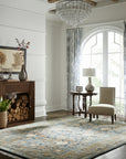 Violet Traditional Blue Mohair Hand Knotted Rug