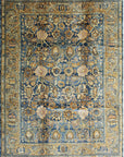 Violet Traditional Blue Mohair Hand Knotted Rug