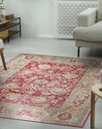 Opulent Mohair Oushak Red Hand Knotted Rug