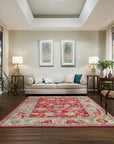 Opulent Mohair Oushak Red Hand Knotted Rug