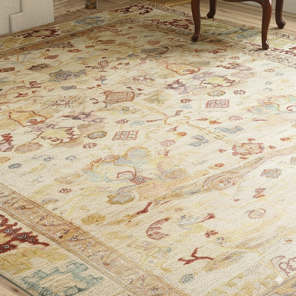 Jade Mohair Oushak Beige Hand Knotted Rug