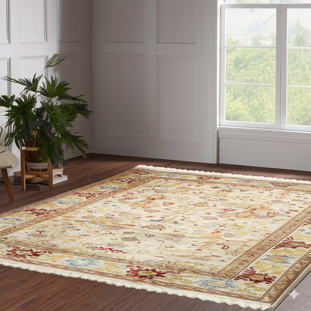 Jade Mohair Oushak Beige Hand Knotted Rug
