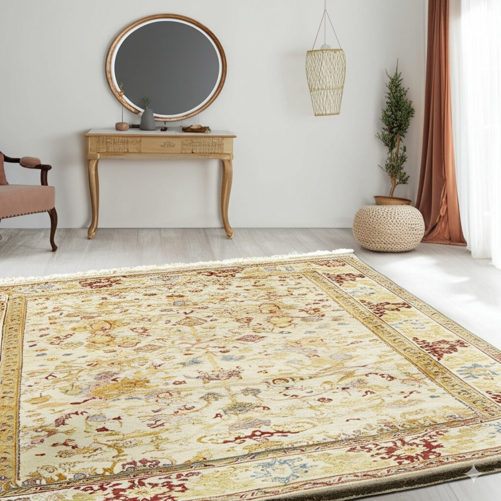 Jade Mohair Oushak Beige Hand Knotted Rug