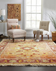 Beautiful Mohair Oushak Gold Hand Knotted Rug