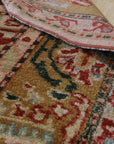 Delicate Oushak Beige Hand Knotted Rug, hand-knotted beige wool rug featuring a soft, floral Oushak design, displayed in a well-lit interior setting.