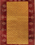 Isolated view highlighting the Artisan Quinn Yellow Hand Knotted Wool Rug’s intricate geometric design.