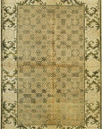 Isolated view of Classic Elena Green Hand Knotted Wool Rug, showcasing its design.