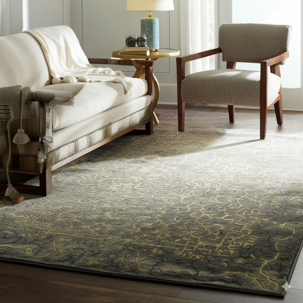 Noir Dynasty Black Handmade Ningxia Wool  Rug
