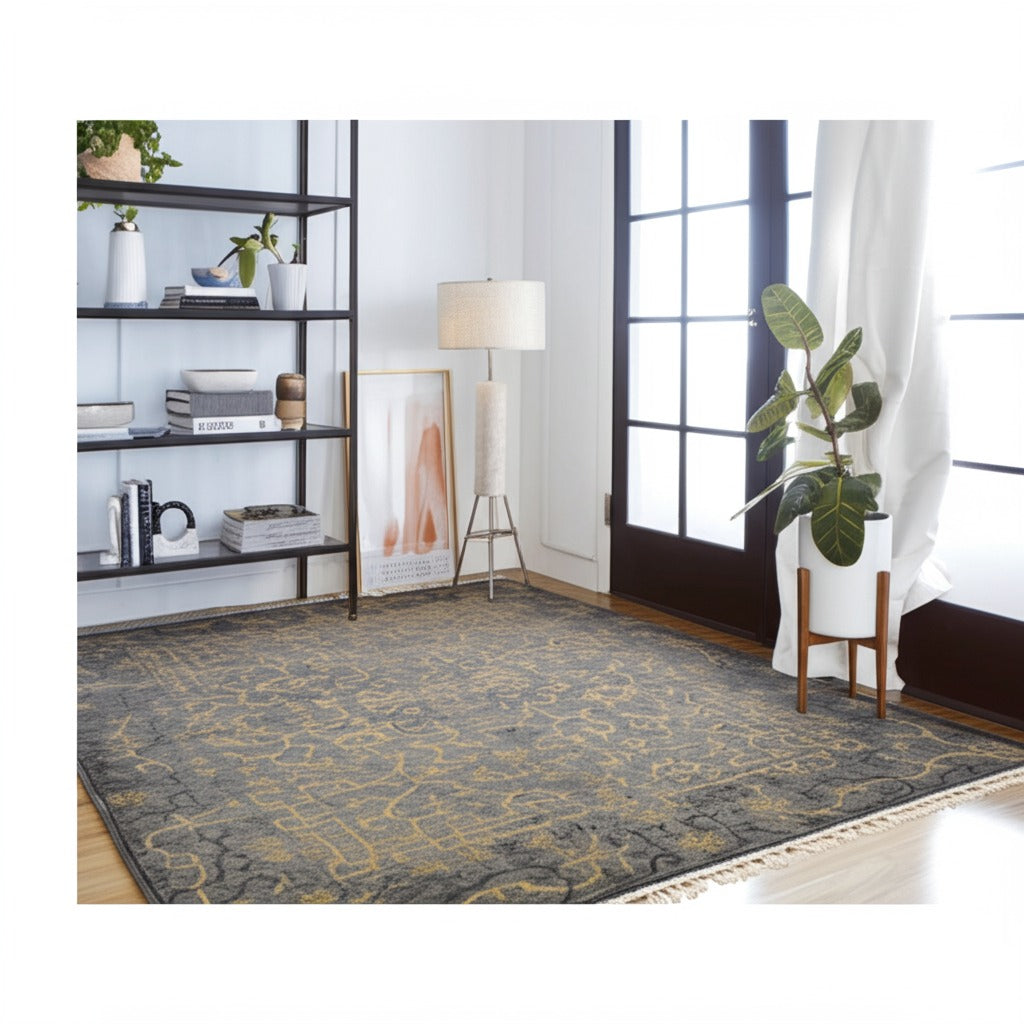 Noir Dynasty Black Handmade Ningxia Wool  Rug
