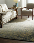 Noir Dynasty Black Handmade Ningxia Wool  Rug
