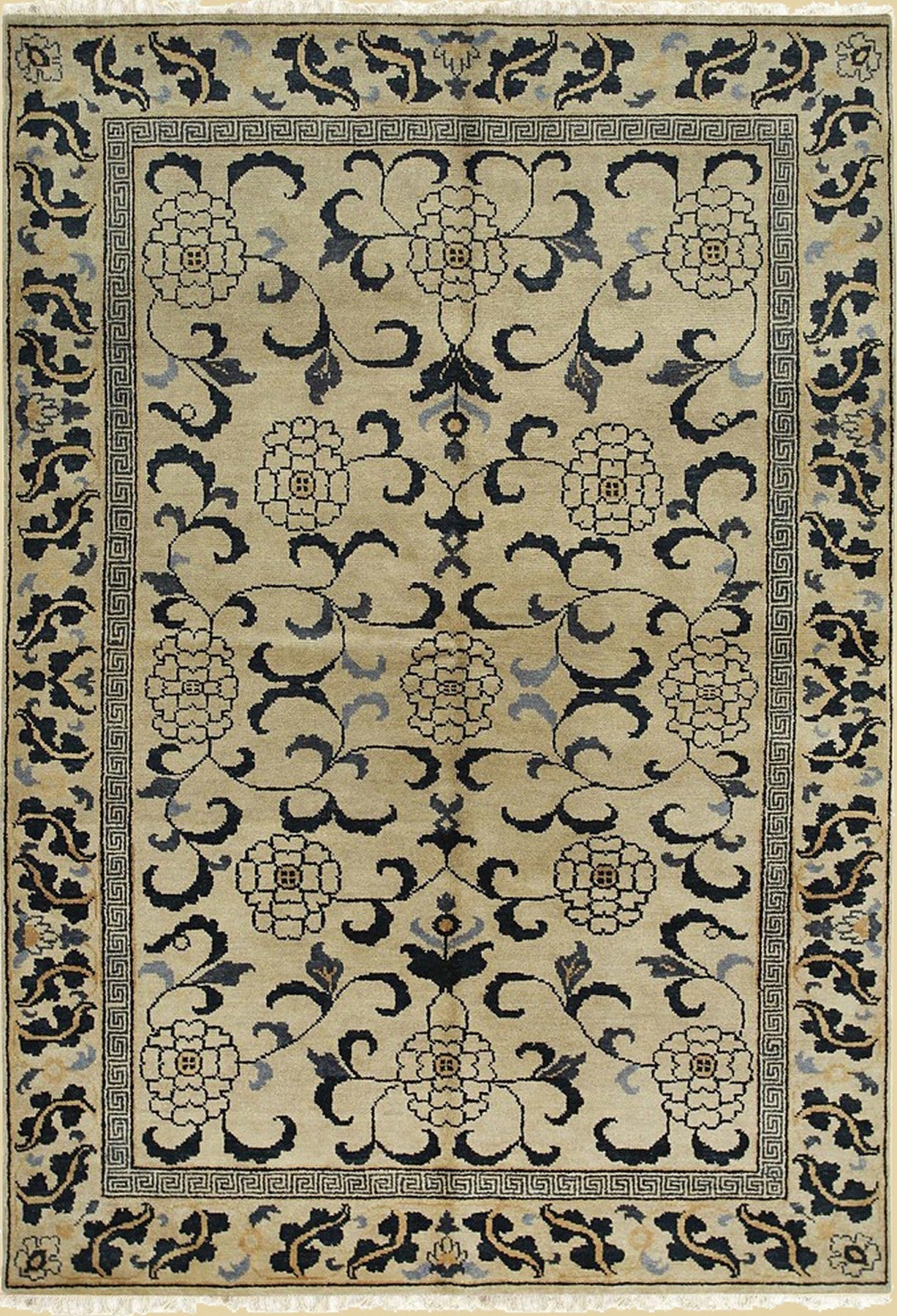 Isolated view of Willow Lydia Gold Hand Knotted Wool Rug, showcasing its design.