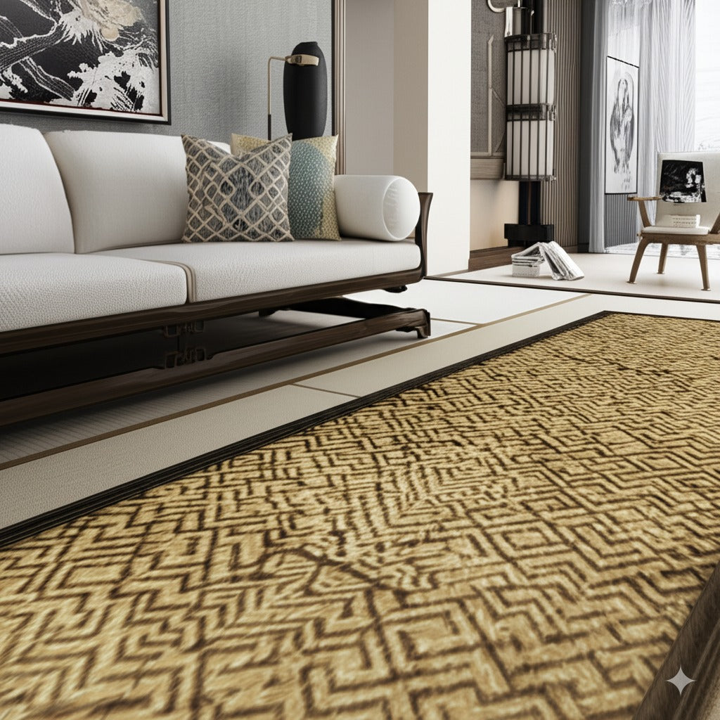 Sophisticated Nadia Black Hand Knotted Wool Rug