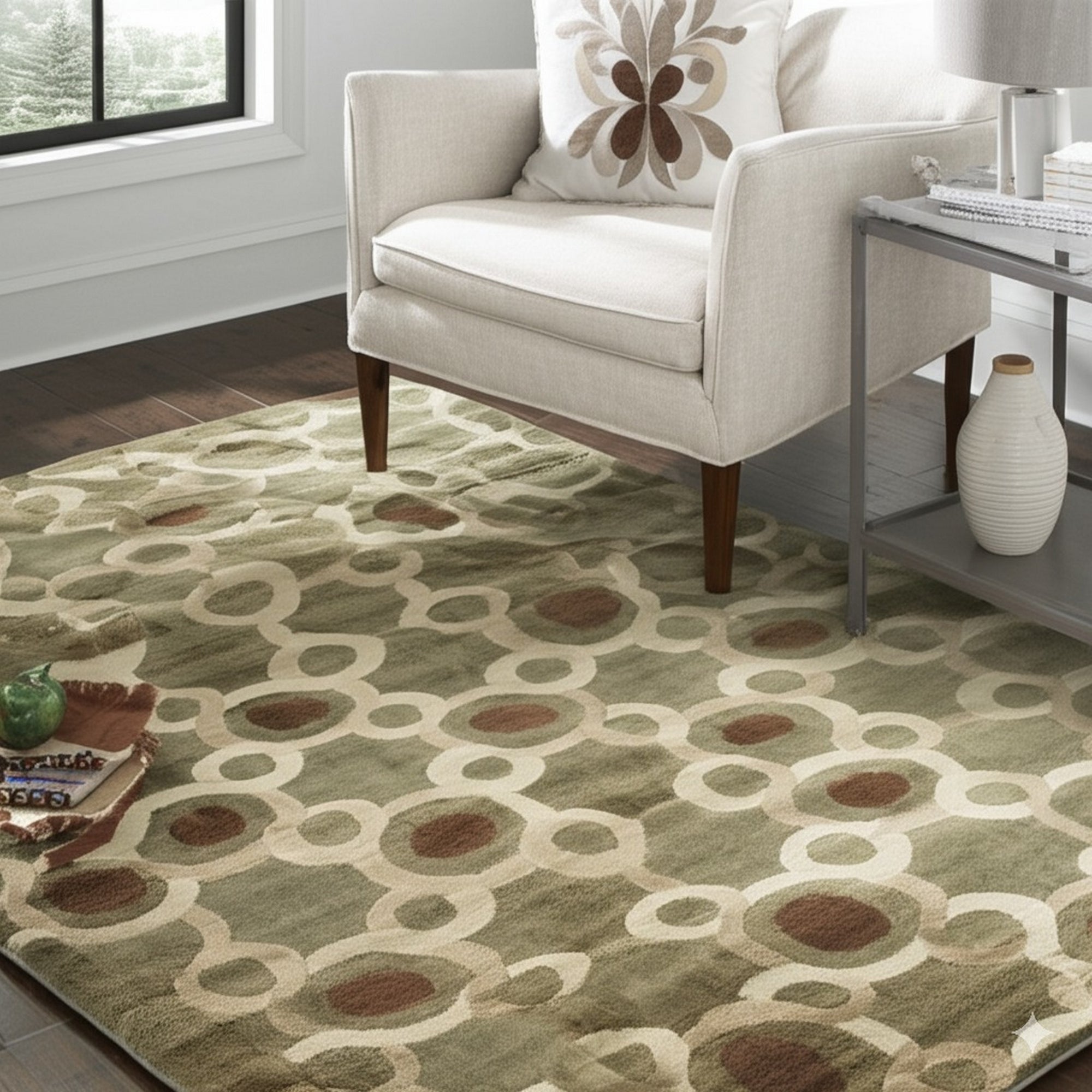 Talia Artistic Green Hand Knotted Wool Rug