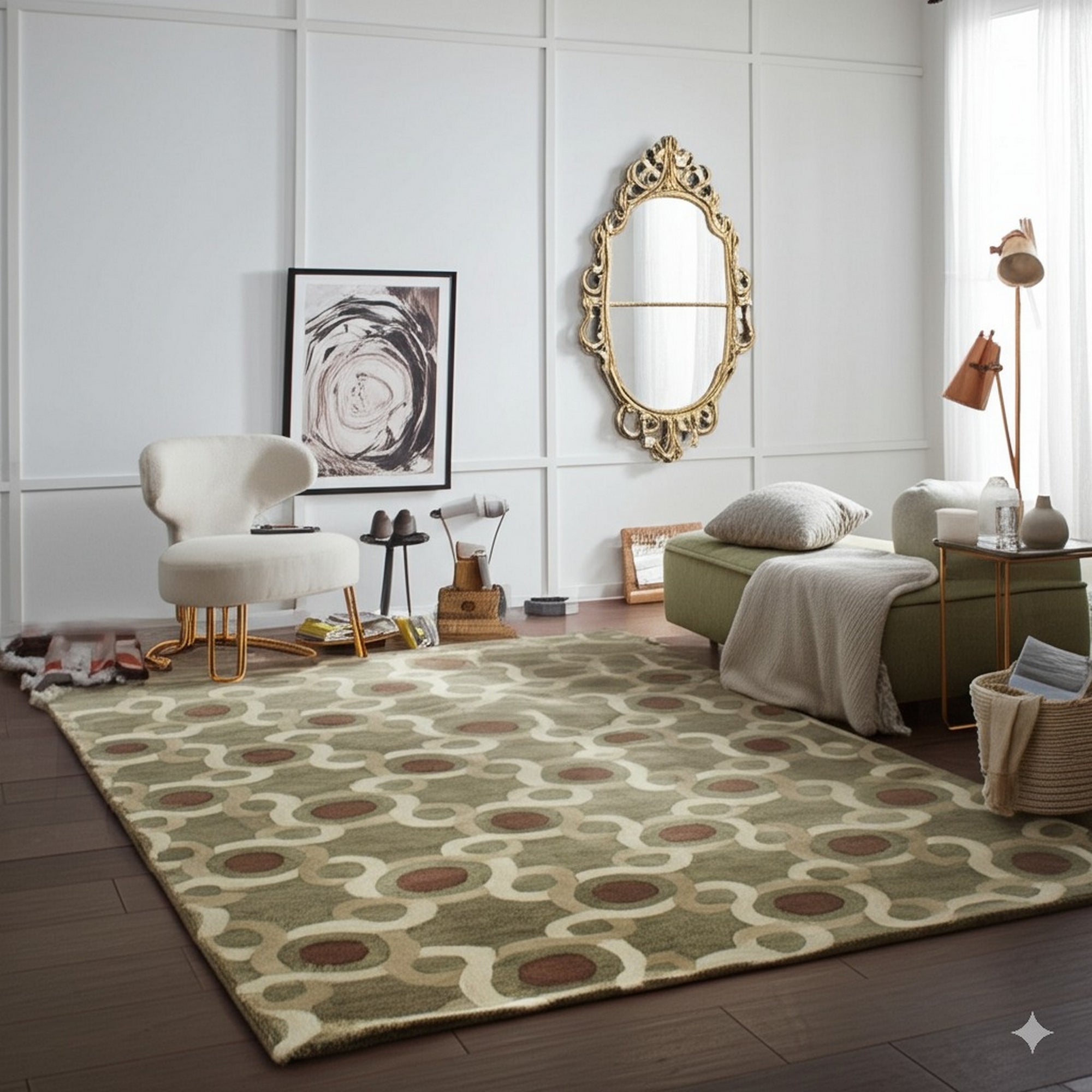 Talia Artistic Green Hand Knotted Wool Rug