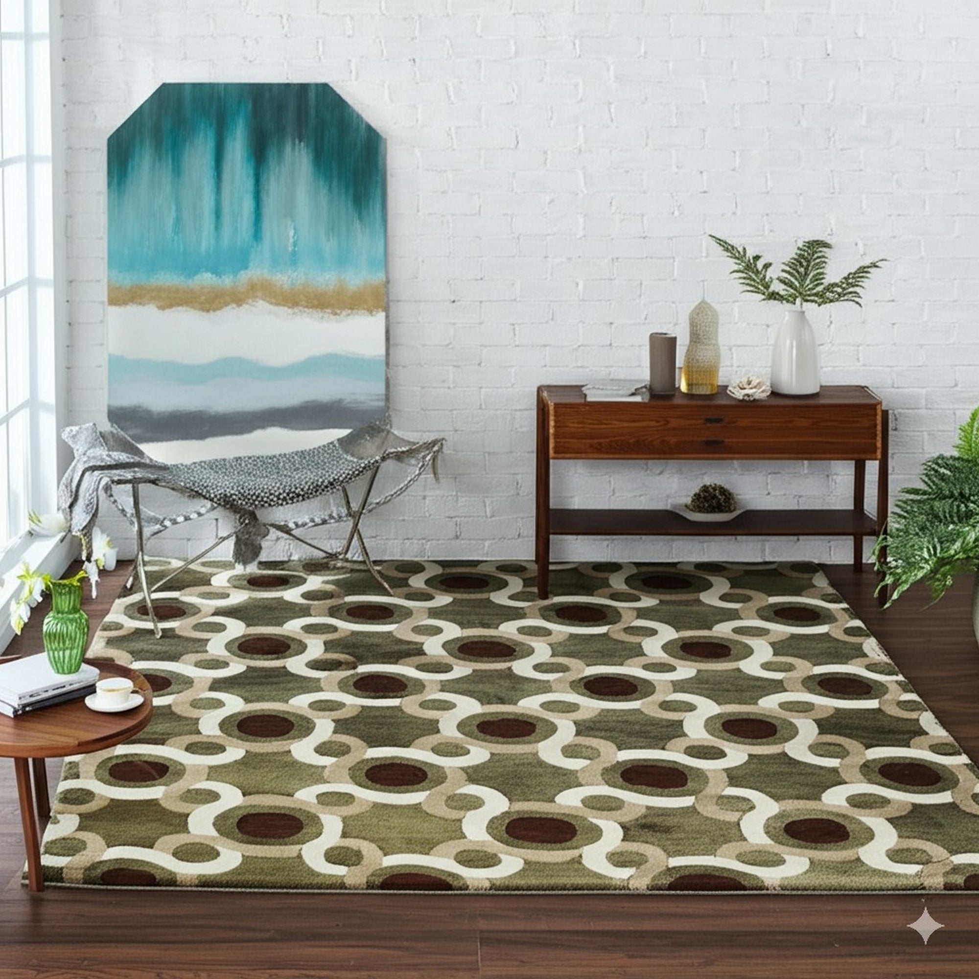 Talia Artistic Green Hand Knotted Wool Rug