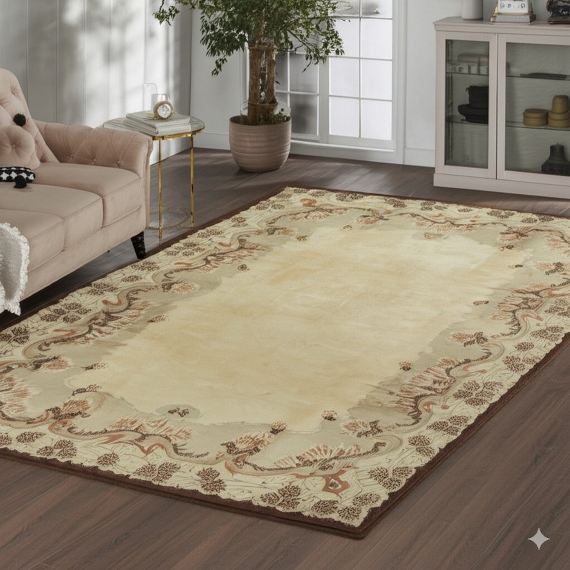 Laine Oriental Beige Hand Knotted Wool Rug