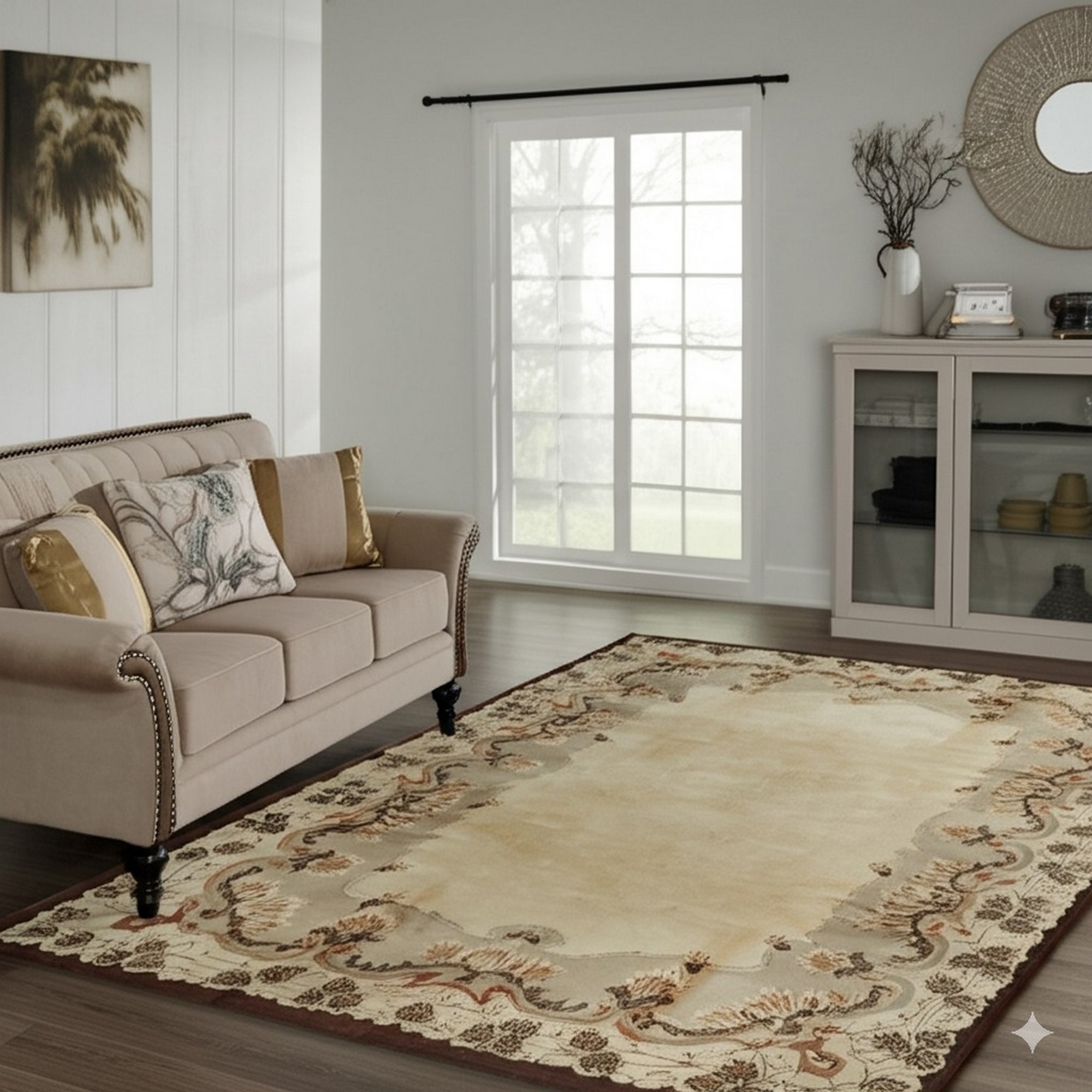 Laine Oriental Beige Hand Knotted Wool Rug