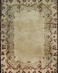 Isolated view showcasing the intricate design of Laine Oriental Beige Hand Knotted Wool Rug.