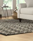 Dazzling Delicate Black Hand Knotted Wool Rug
