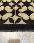 Dazzling Delicate Black Hand Knotted Wool Rug