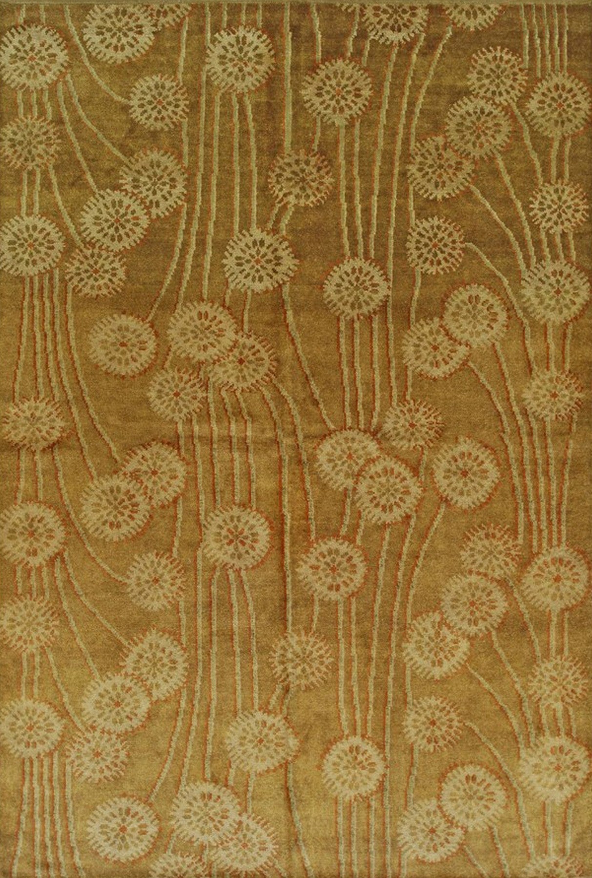 Isolated view of Lila Jasmine Brown Hand Knotted Wool Rug, showcasing its design.