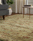 Elena Rustic Green Hand Knotted Wool Rug
