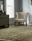 Elena Rustic Green Hand Knotted Wool Rug