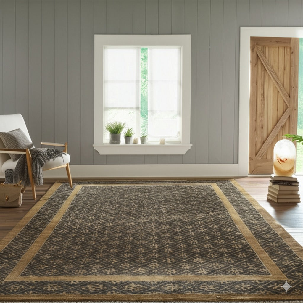 Bespoke Vibrant Brown Hand Knotted Wool Rug