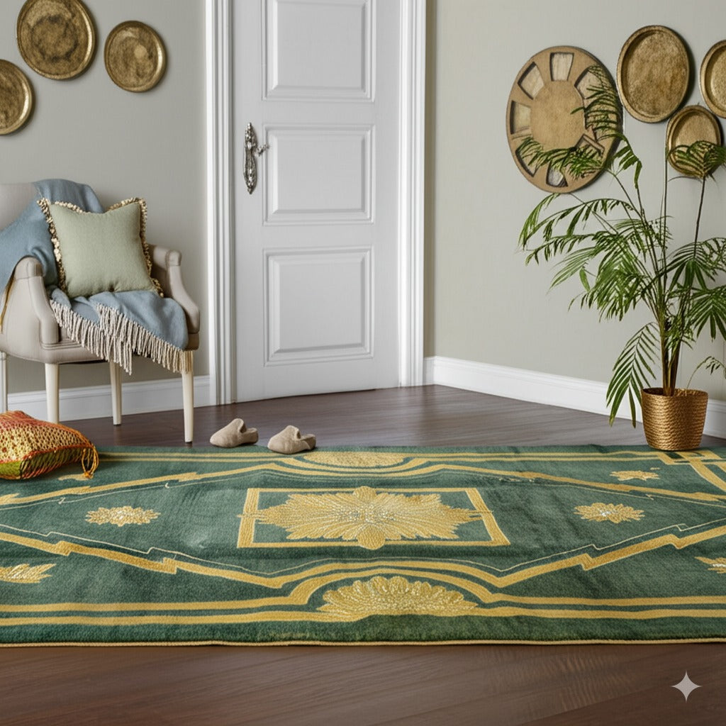 Sloane Louie Green Hand Knotted Wool Rug