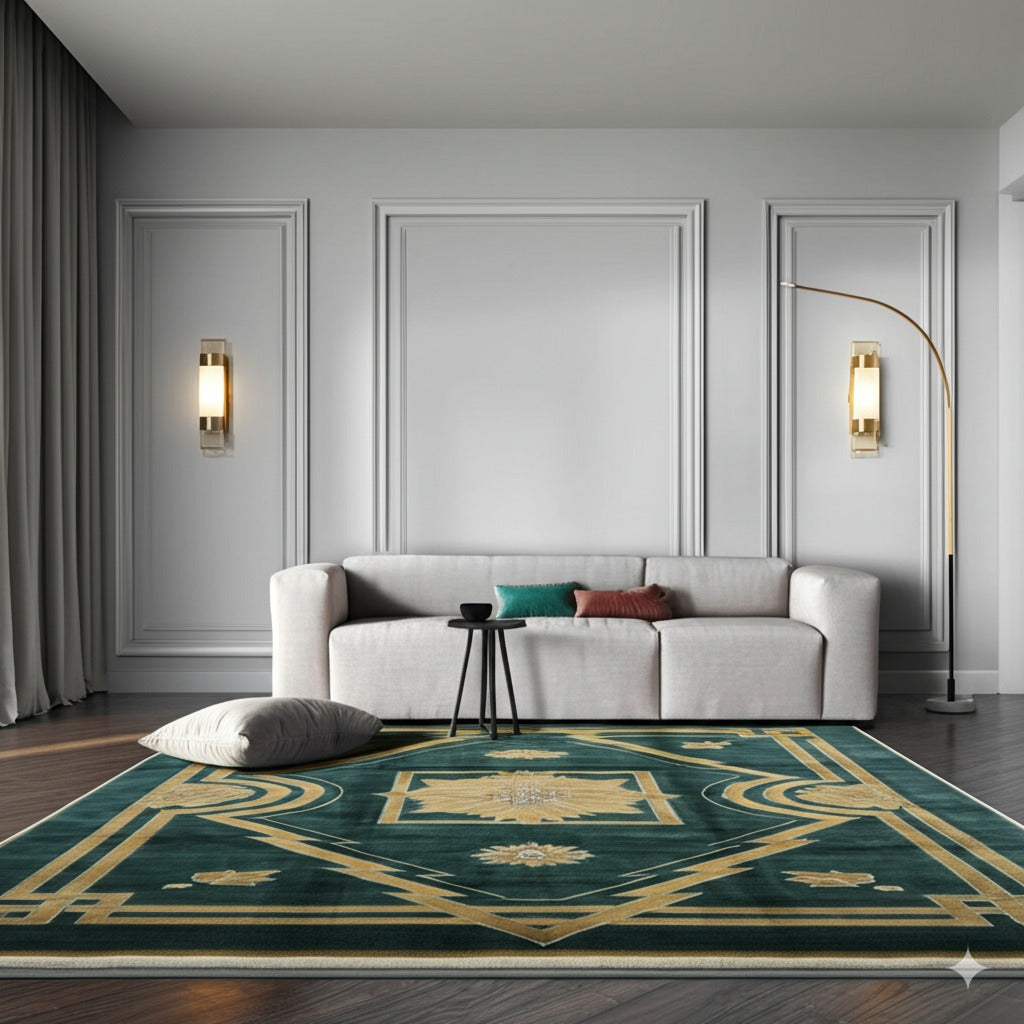 Sloane Louie Green Hand Knotted Wool Rug