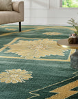 Sloane Louie Green Hand Knotted Wool Rug