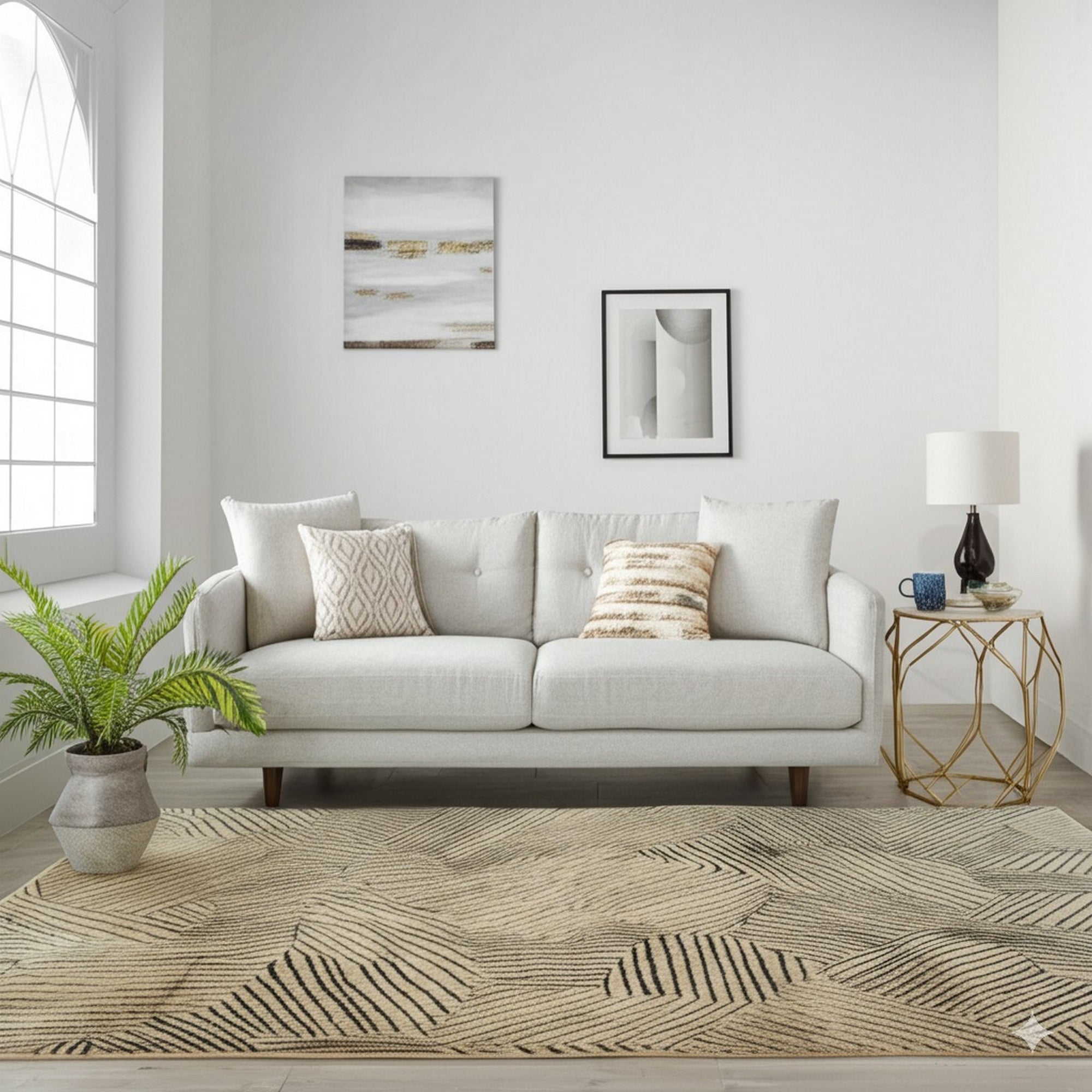 Celia Stylish Gold Hand Knotted Wool Rug