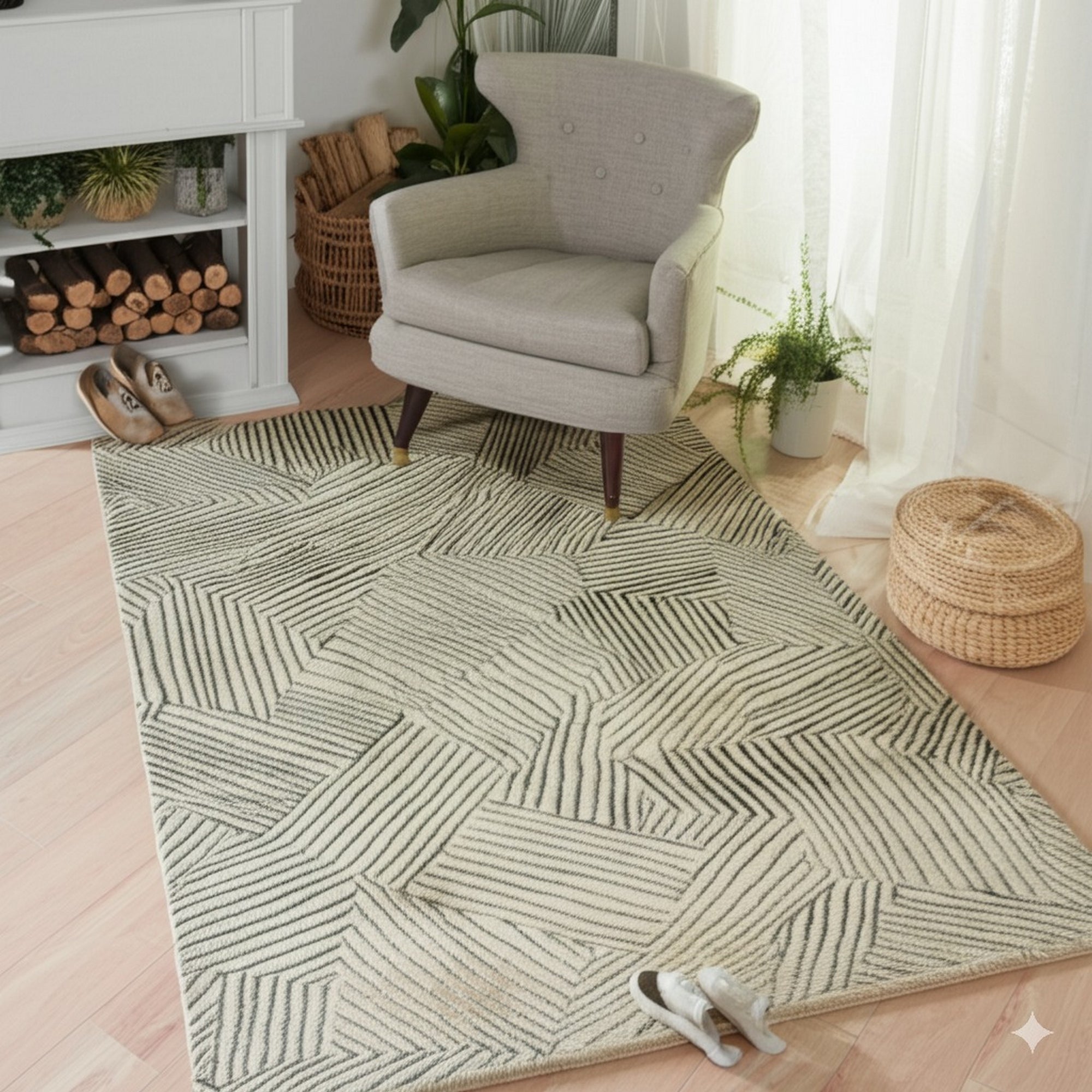 Celia Stylish Gold Hand Knotted Wool Rug