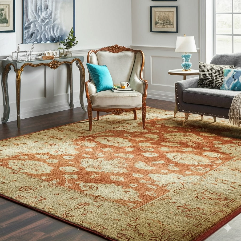 Crimson Dynasty Handmade Wool Red Transitional All-Over Ningxia Rug