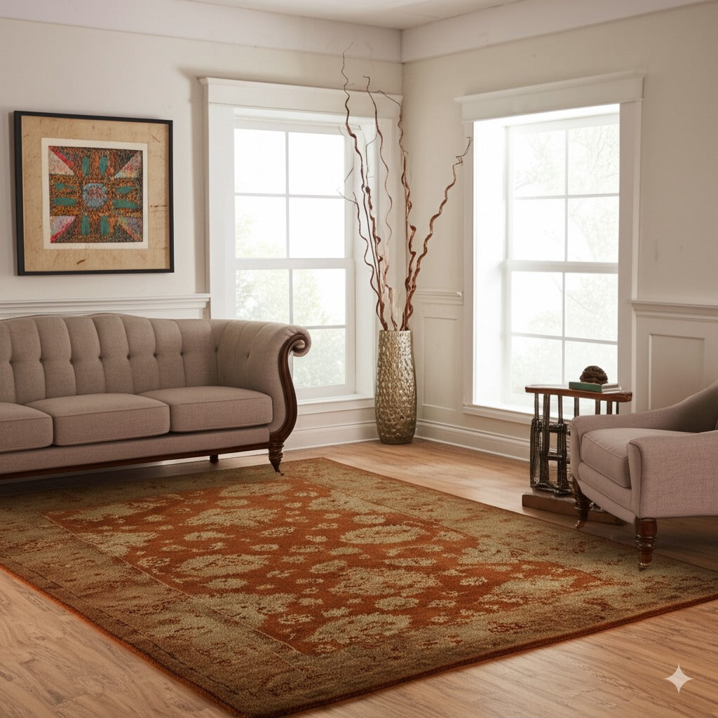 Crimson Dynasty Handmade Wool Red Transitional All-Over Ningxia Rug